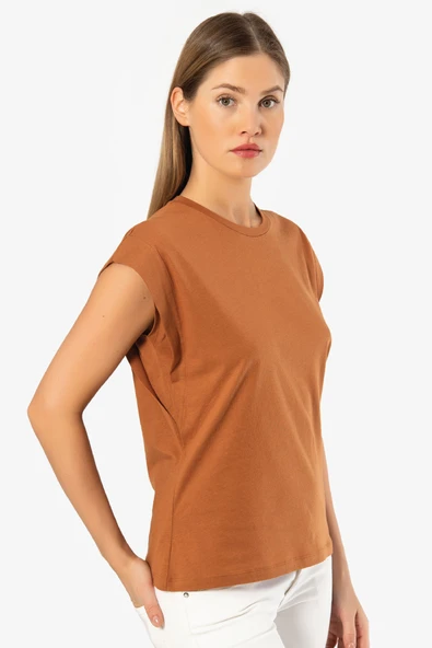 Türen Kadın Vatka Görünümlü T-shirt 3401/Tarçın - 5