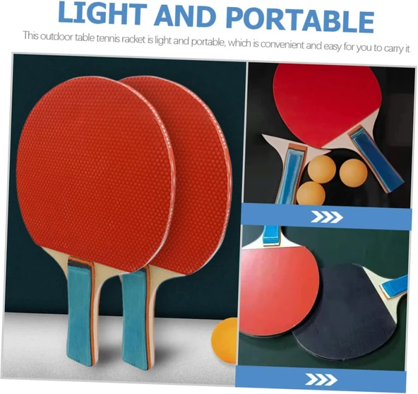 Başlangıç Seviye Masa Tenis Raket Seti 2 Raket+3 Pinpon Topu - 2