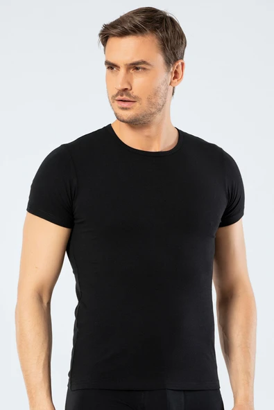 Cacharel - Bisiklet Yaka T-shirt 1305/Siyah