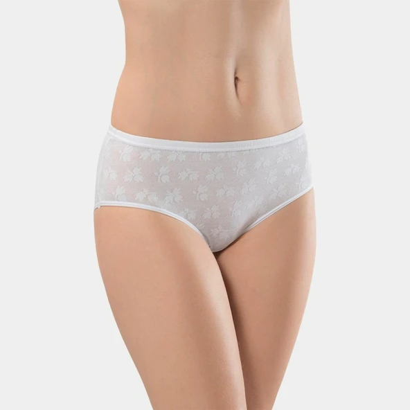 Türen Kadın Jakarlı Pamuklu Bikini Külot 283/Beyaz