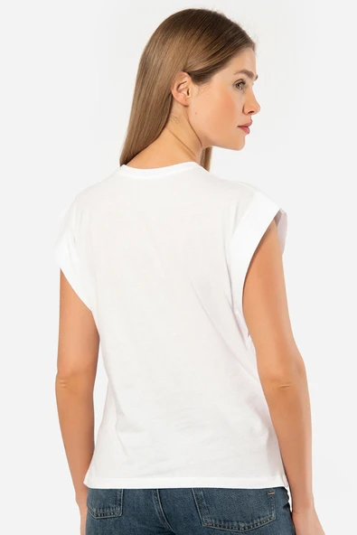 Türen Kadın Vatka Görünümlü T-shirt 3401/Beyaz - 4