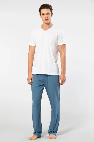 Cacharel Erkek 2192/Beyaz Kısa Kollu Modal Pijama Takımı - 2