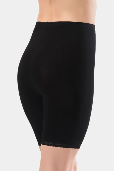 Türen Kadın Dantelli Pamuklu Likralı Kısa Tayt 285/Siyah - Resim 4