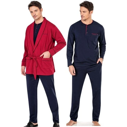 Pierre Cardin 5605 3'lü Röpteşambır Pijama Seti - Bordo