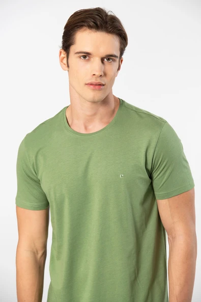 Cacharel Erkek Bisiklet Yaka T-shirt 2169/Yeşil - 3