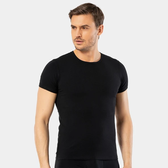 Cacharel - Bisiklet Yaka T-shirt 1305/Siyah - 2