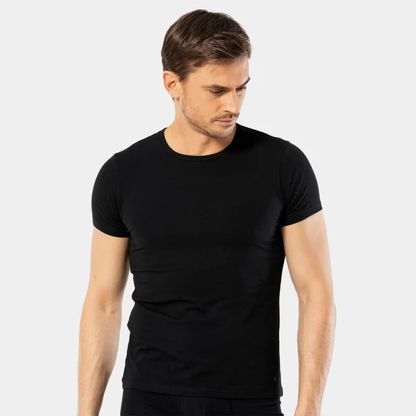 Cacharel - Bisiklet Yaka T-shirt 1305/Siyah - 3