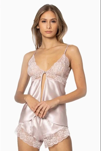 Pierre Cardin 405 Saten Şort Takım Pudra