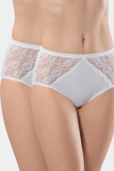 Türen Kadın Likralı Dantelli Külot (2'li Paket) 282/Beyaz