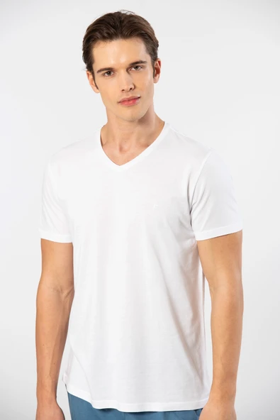 Cacharel Erkek 2192/Beyaz Kısa Kollu Modal Pijama Takımı - 6