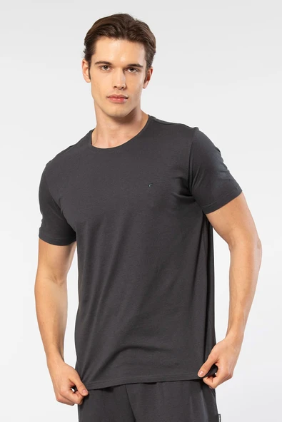 Cacharel Erkek Bisiklet Yaka T-shirt 2169/Antrasit - 2