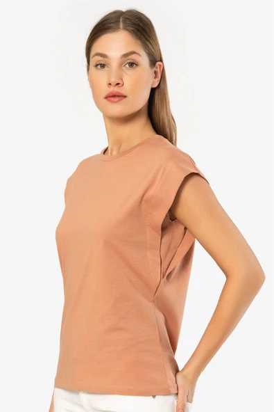 Türen Kadın Vatka Görünümlü T-shirt 3401/Somon - 7