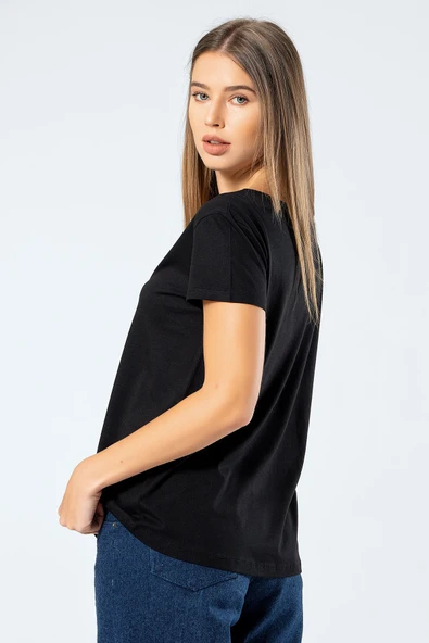 Wtshirt Kadın Siyah T-shirt Cannes/Siyah - 7
