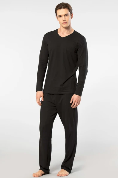 Cacharel Erkek Uzun Kollu Modal Pijama Takımı 2237/Siyah