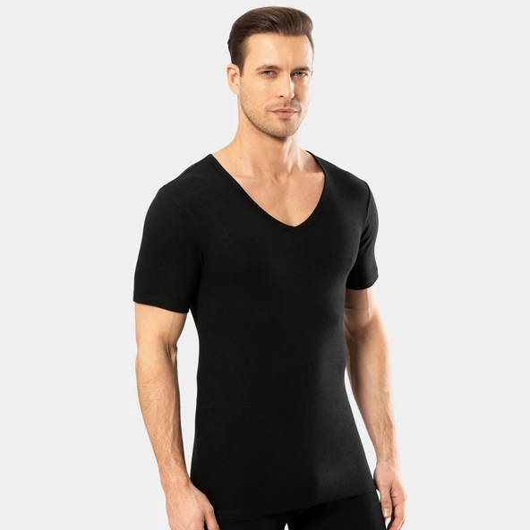 Cacharel - Termal kısa kol v yaka 1602/Siyah - 4