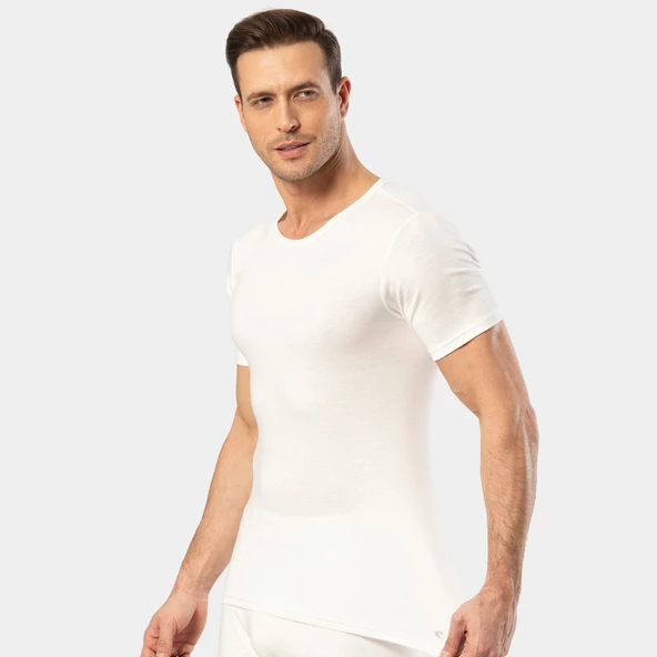 Cacharel - Termal kısa kol bisiklet yaka 1601/Beyaz - 2