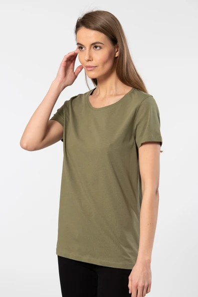 Wtshirt London  Kısa kollu Bisiklet Yaka Kadın T-shirt Haki - 2