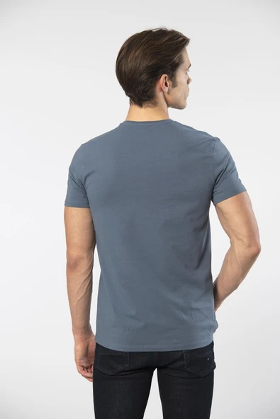 Cacharel Erkek V Yaka Likralı T-shirt 1332/MAVİ1 - 3