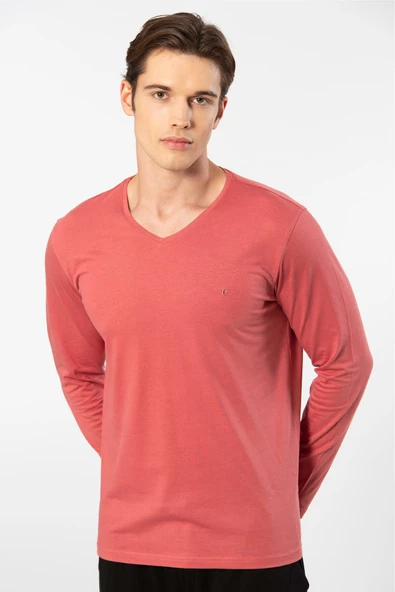 Cacharel Erkek Uzun Kollu Modal Pijama Takım 2237/Mercan - 4