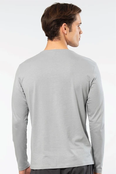 Cacharel Erkek Modal Pamuk Bisiklet Yaka T-shirt 2242/Gri - 4