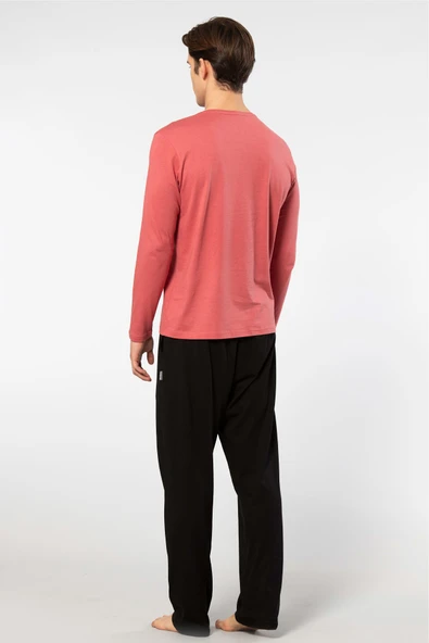 Cacharel Erkek Uzun Kollu Modal Pijama Takım 2237/Mercan - 3
