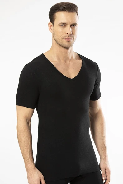 Cacharel - Termal kısa kol v yaka 1602/Siyah - 5