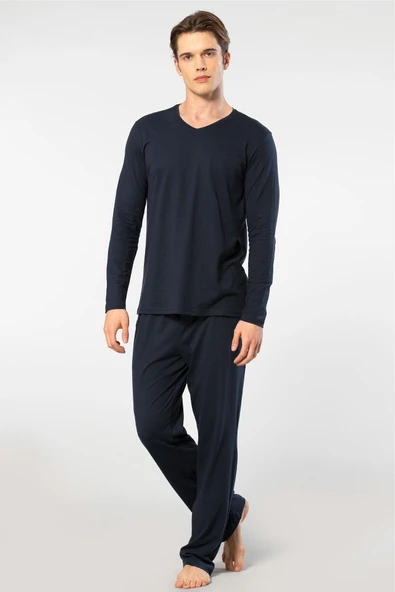 Cacharel Erkek Uzun Kollu Modal Pijama Takım 2237/Lacivert - 5