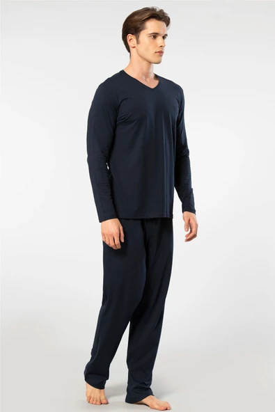 Cacharel Erkek Uzun Kollu Modal Pijama Takım 2237/Lacivert - 6