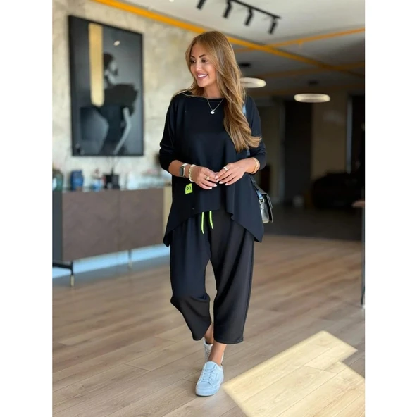 Lucky Life Kadın Iki Iplik Viskon Pamuk Kumaş Arma Detaylı Ikili Takım - 8