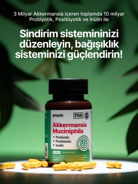 Anocin Akkermansia Muciniphila Probiyotik + Prebiyotik + Postbiyotik + İnulin 20 Tablet