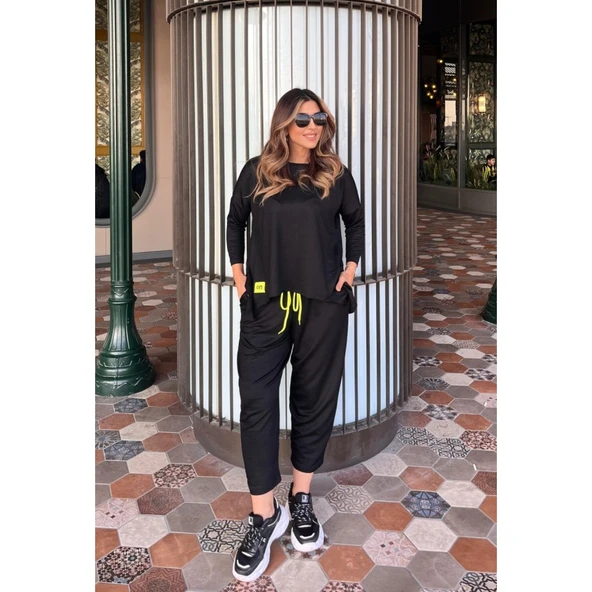 Lucky Life Kadın Iki Iplik Viskon Pamuk Kumaş Arma Detaylı Ikili Takım