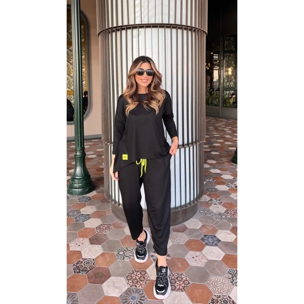 Lucky Life Kadın Iki Iplik Viskon Pamuk Kumaş Arma Detaylı Ikili Takım - 3