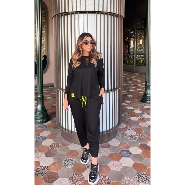 Lucky Life Kadın Iki Iplik Viskon Pamuk Kumaş Arma Detaylı Ikili Takım - 4