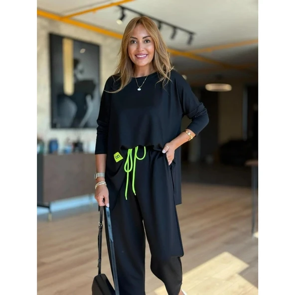 Lucky Life Kadın Iki Iplik Viskon Pamuk Kumaş Arma Detaylı Ikili Takım - 5