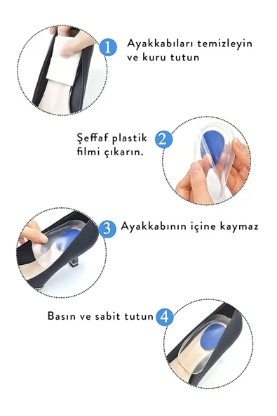 TİNEKE  Ortapedik Jel Topukluk Gizli Topuk Ayakkabı Yastığı Boy Uzatıcı Topuk Dikeni Kadın Erkek 1 Çift - 9