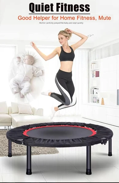 Profesyonel 102 Cm Delux Trambolin Çocuk/Yetişkine Uygun Taşınıp Katlanabilir Trampolin - 7