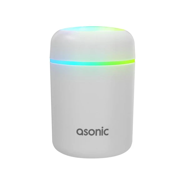 Asonic Matte Beyaz 2W 300ML kapasiteli 4 Saat Çalışabilir RGB Mini Oda Nemlendirici