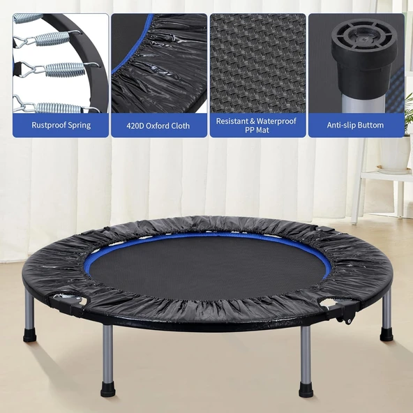 Profesyonel 102 Cm Delux Trambolin Çocuk/Yetişkine Uygun Taşınıp Katlanabilir Trampolin - 4