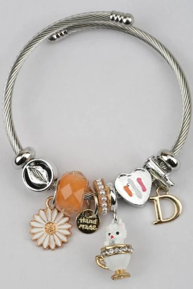 Charm Detaylı Şık PNDR Kadın Bileklik - Çelik Malzemeden Modern Tasarım - 2