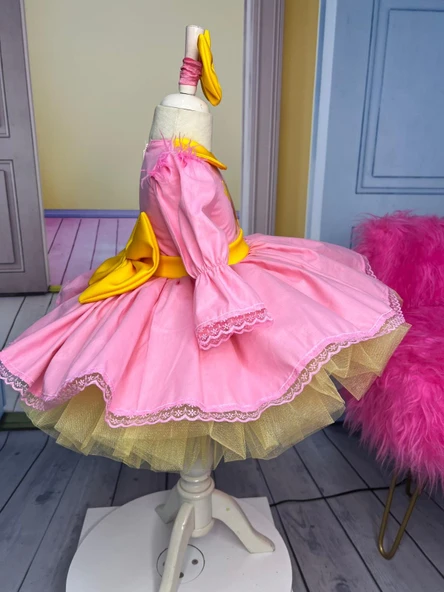 winnie the pooh çocuk elbisesi, winnie the pooh kostümü, pooh ayı tül elbise, pembe doğum günü elbisesi - Resim 6