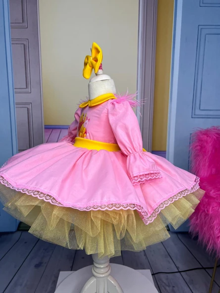 winnie the pooh çocuk elbisesi, winnie the pooh kostümü, pooh ayı tül elbise, pembe doğum günü elbisesi - Resim 8