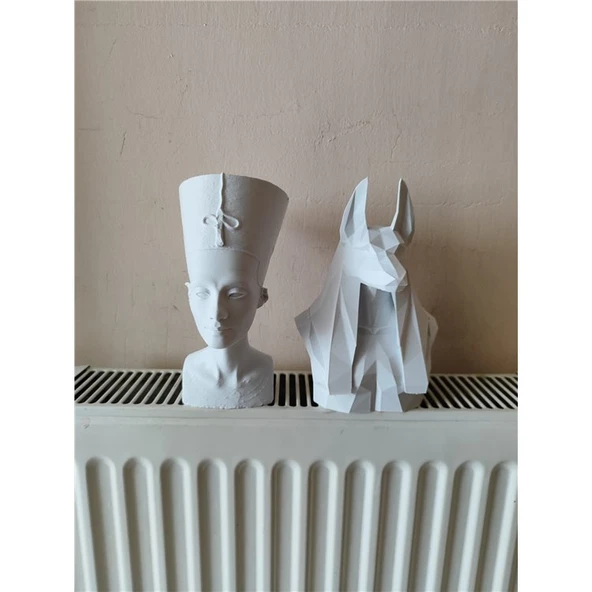 Antik Mısır Nefertiti ve Anubis Biblo 20 Cm - 2