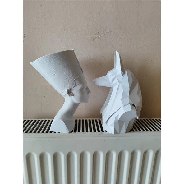 Antik Mısır Nefertiti ve Anubis Biblo 20 Cm - 4