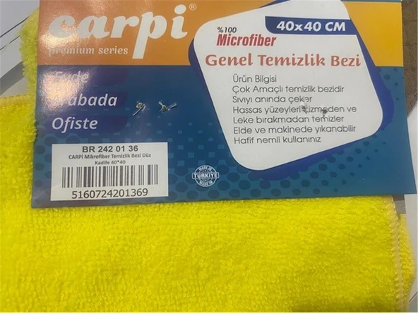 Carpi Mikrofiber Genel Temizleme Bezi 50 x 70 CM Karışık Renk