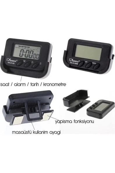 Dijital Mini Masa Araba Saati Kronometre - 2