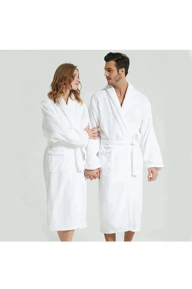 Pamuklu Bornoz Unisex % 100 Pamuklu Yüksek Kaliteli Otel Bornozu - 4
