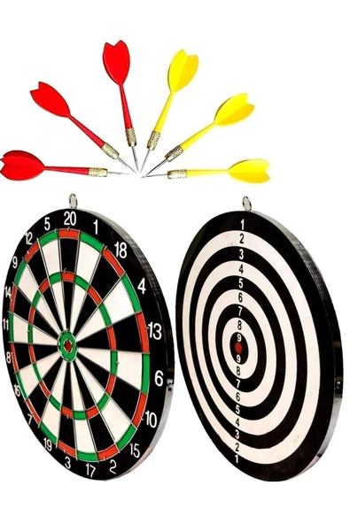 Dart Tahtası Seti 17 İnç Büyük Boy Çift Taraflı Dart Tahtası Oyun Seti - 2