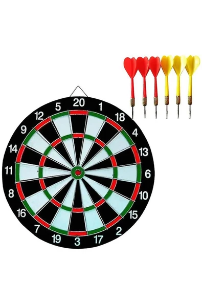 Dart Tahtası Seti 15 İnç Büyük Orta Boy Çift Taraflı Dart Tahtası Oyun Seti - Resim 5