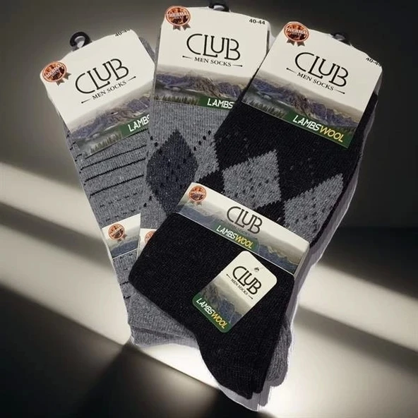 Club Lamswool Yün Erkek Kışlık Çorap 3 Adet - 3