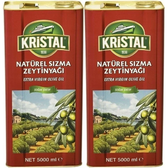 Kristal Zeytinyağı 10LT Natürel Sızma Soğuk Sıkım (Teneke) (2PK*5LT) ürün görseli 1